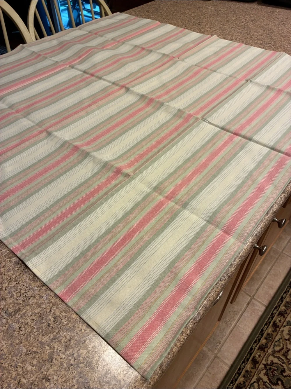 Longaberger 36” Cabana Stripe Fabric Square SMELLS MUSTY